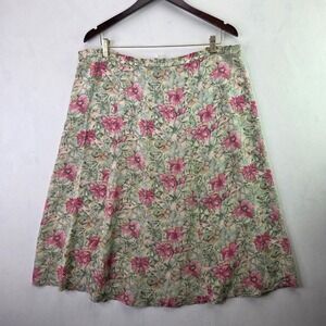 CDC Caren Desiree Company Skirt Womens 12 Pink Floral Midi Excellent Vintage‎